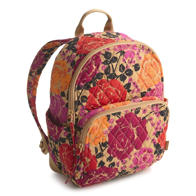 Vera Bradley Women's Premium Cotton Small Banbury Backpack, Coming Up Roses, One Size