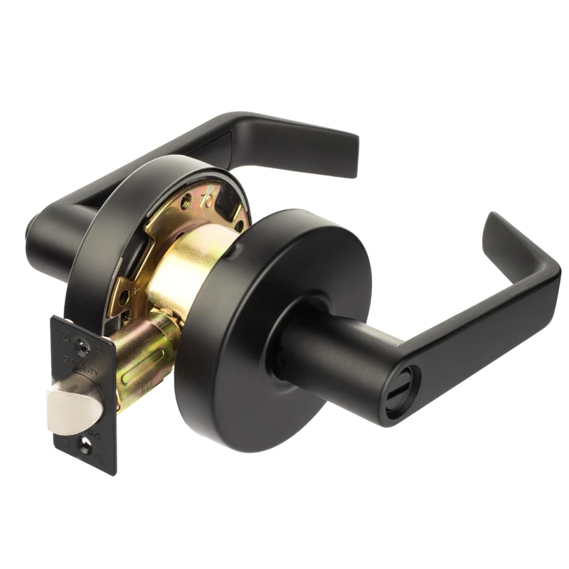 Dynasty Hardware Privacy Door Lock Lever Lockset, ADA Compliant, Grade 2 Heavy Duty Handle for Bathroom Use, Flat Black Finish, Model AUG-20-US19