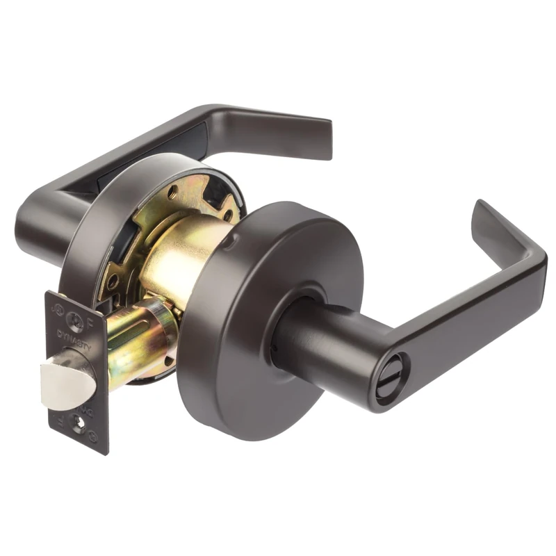 Dynasty Hardware Privacy Door Lock Lever Lockset, ADA Compliant, Grade 2 Heavy Duty Handle for Bathroom Use, Oiled Rubbed Bronze Finish, Model AUG-20-10B