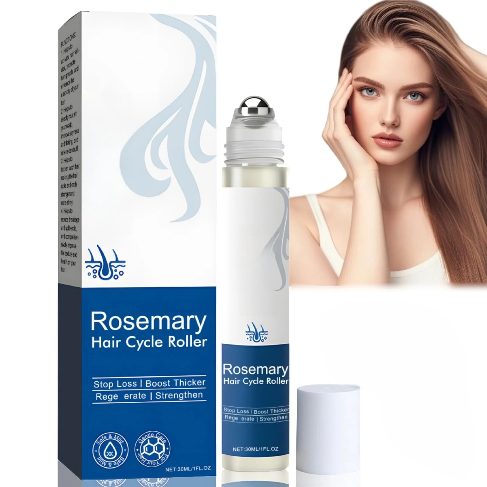 30ml Rosemary Oil for Hair Growth,Rosemary Hair Growth Serum Roll On,H/air Gr/owth Oil Spray & Scalp Roller for H/air Gro/wth,Organic Rosemary Oil,Nourish Roots oil,Damaged Short Long Thin Dry Ha/ir