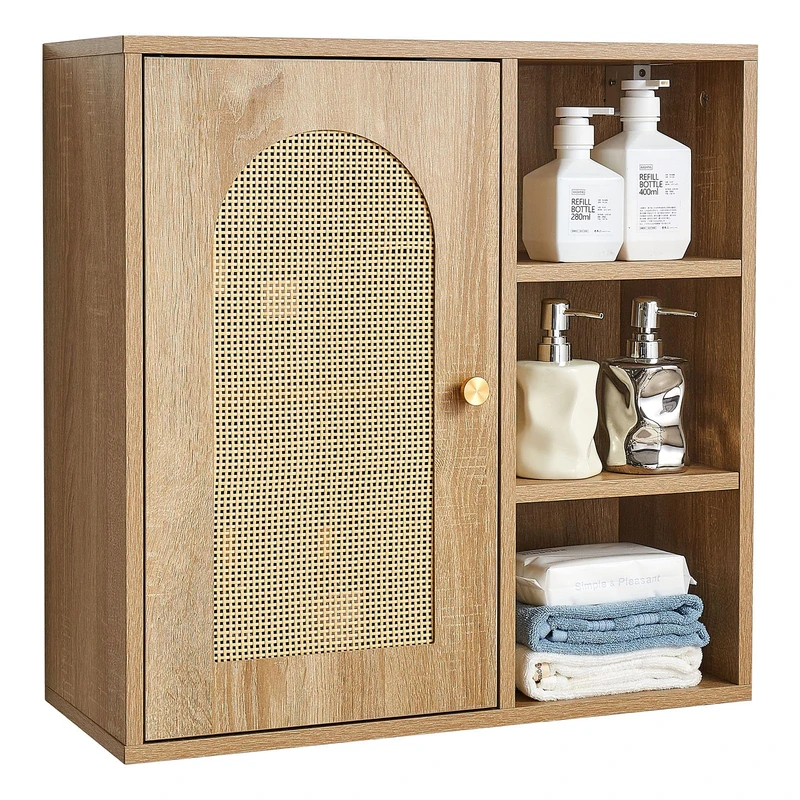 VEVOR Bathroom Wall Cabinet, Door and Adjustable Shelf with 5 Height Levels, Over the Toilet Storage Medicine Cabinet Wall Mounted, Hanging Organizer with Shelves for Laundry Room Kitchen Restroom