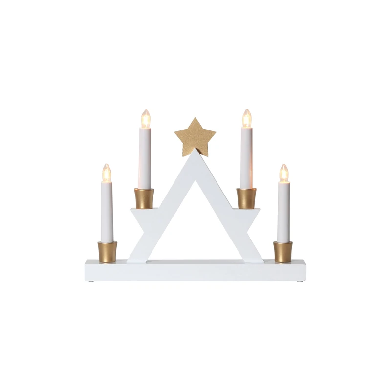 EGLO Julle LED Candle Holder Decorative Light Christmas Pyramid Made of Wood, Plastic in White, Gold, Plastic in White Warm White