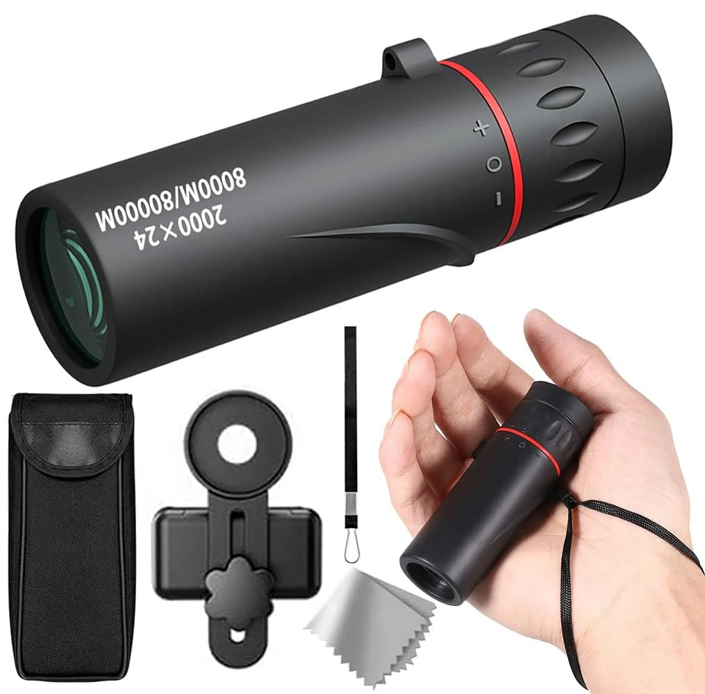 2000x24 Monocular with Cell Phone Holder, Monocular Telescope High Power with Bak4 Prism, Compact Monoculars for Bird Watching Traveling Hunting Camping