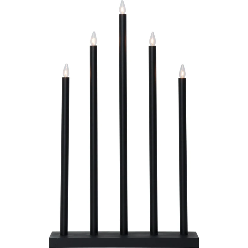 EGLO Holy LED Candle Holder Decorative Light Christmas Window Decoration Made of Wood, Steel in Black, Plastic in White Warm White