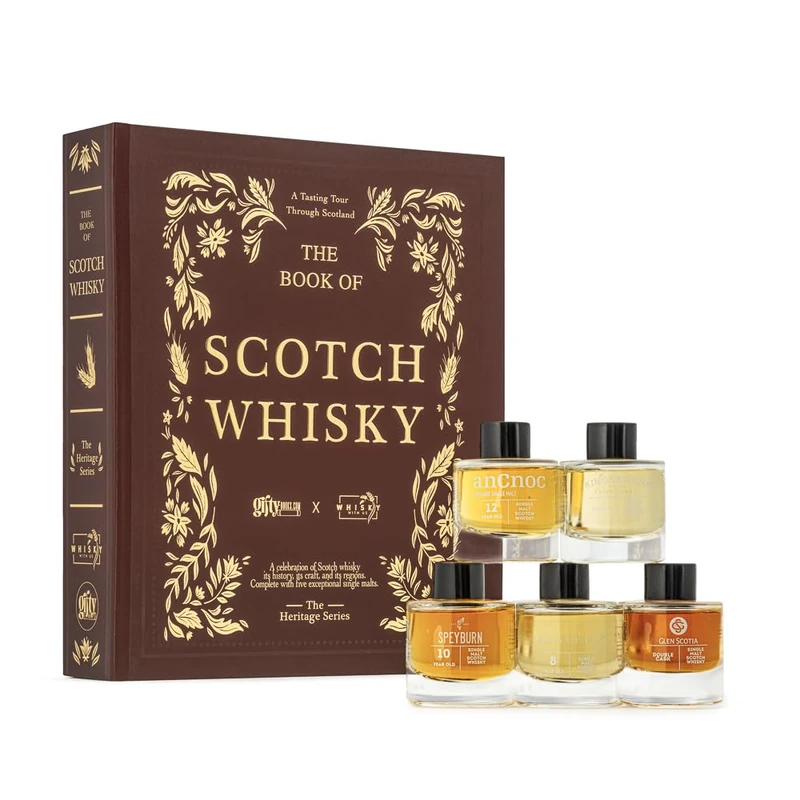 Scotch Whisky Gift Set with Miniatures | The Book of Scotch Whisky | 5 x 30ml Miniatures Gift Set | 20 Page Illustrated Book | Tasting Set with Videos via QR codes | Whisky With Us - Image 1