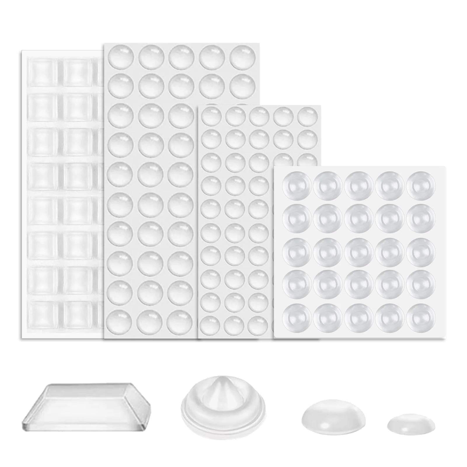 165 Pieces Silicone Bumpers Adhesive Buffer Pads Clear Cupboard Door Stops Pads,Clear Furniture Buffer Pads,Adhesive Bumper PadsClear Rubber Feet,for Furniture Glass Tables Door Protect(4 Sizes)