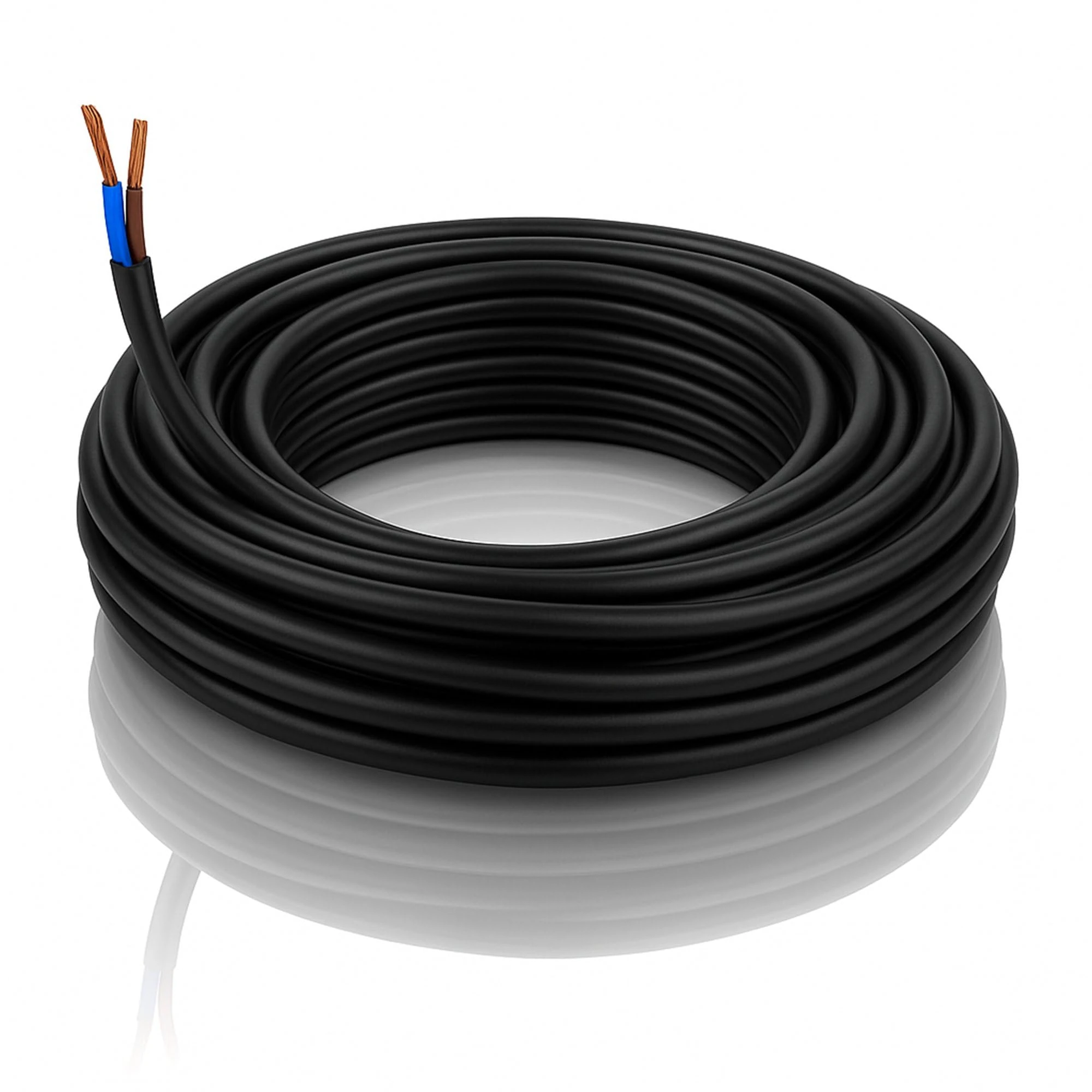 LampStation 2 Core Round Flex Cable Black 3182Y | 0.75mm, 1mm & 1.5mm PVC Copper Wire | For Lamps, Lighting & Appliances | Flexible & Easy to Cut | BASEC Approved 240V Cable