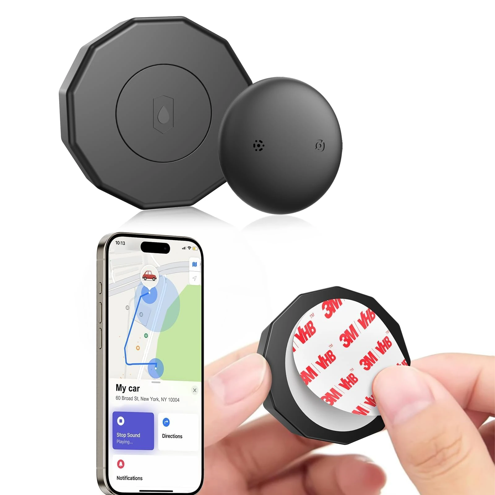 Smart Tag - Mini GPS Tracker Device with Ultra Adhesive Sticker - No Monthly Fee - Works with Apple Find My (iOS Only) - Hidden Real-Time GPS Tracking for Vehicles, Car & More