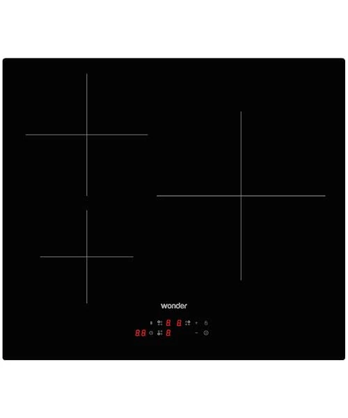 Wonder Induction Hob Black Glass WI3602B. Maximum Power 6700 W, 3 Cooking Zones, 9 Cooking Levels, Touch Control, Turbo Function, Lock and Safety Self-Disconnection