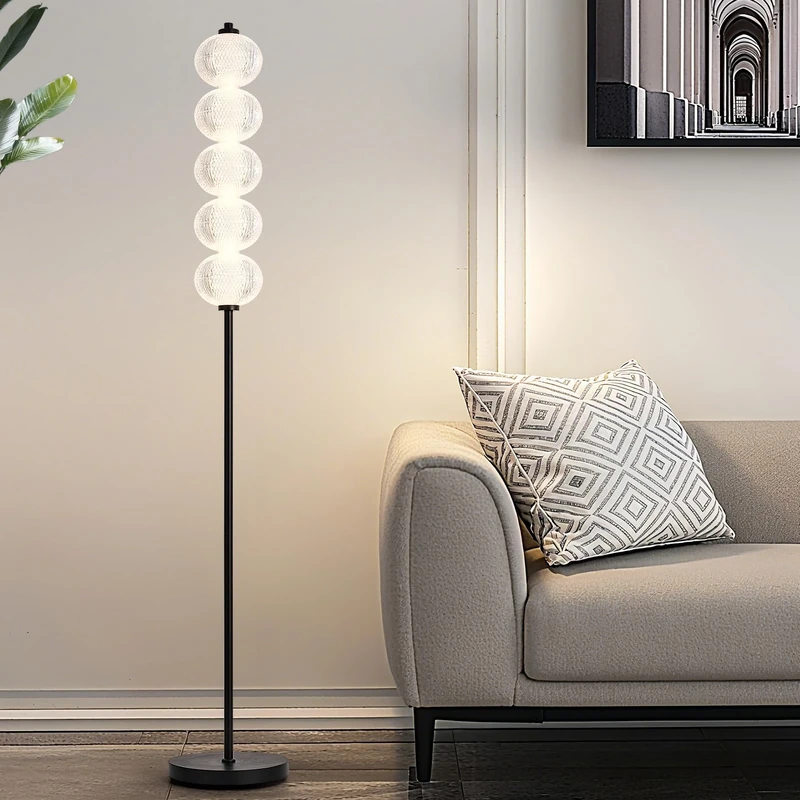 HARPER LIVING LED Floor Lamp Black, 20W 2400LM Bright Standing Lamp with Foot Switch, 3 Colour Temperatures (3000K-6500K), Modern Corner Lamps for Living Room, Bedroom, Office