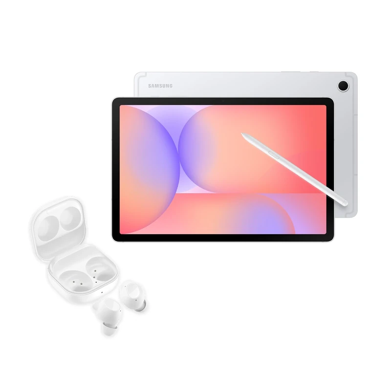 SAMSUNG Galaxy Tab S10 Lite + Galaxy Buds FE White, AI Tablet, 6GB Memory, 128GB Storage, 10.9" 90Hz display, S Pen Included, Long Battery Life, Silver, 3 Year Extended Warranty (UK Version)