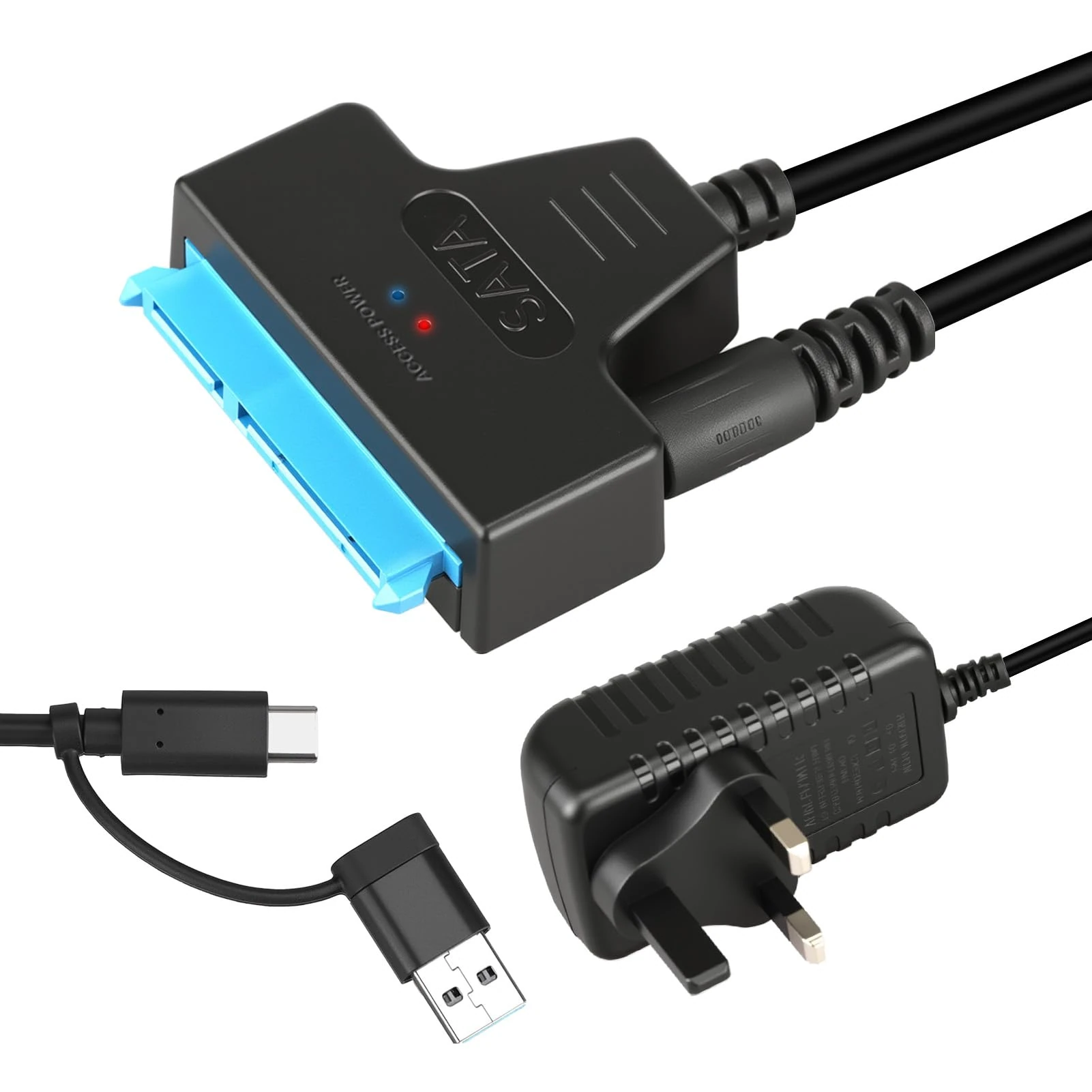 Lumitrex USB 3.0 to SATA Hard Drive Adapter, USB C to SATA Cable with 12V/2A Power Supply for 3.5" HDD & 2.5" HDD/SSD, High-Speed Data Transfer Hard Drive Reader