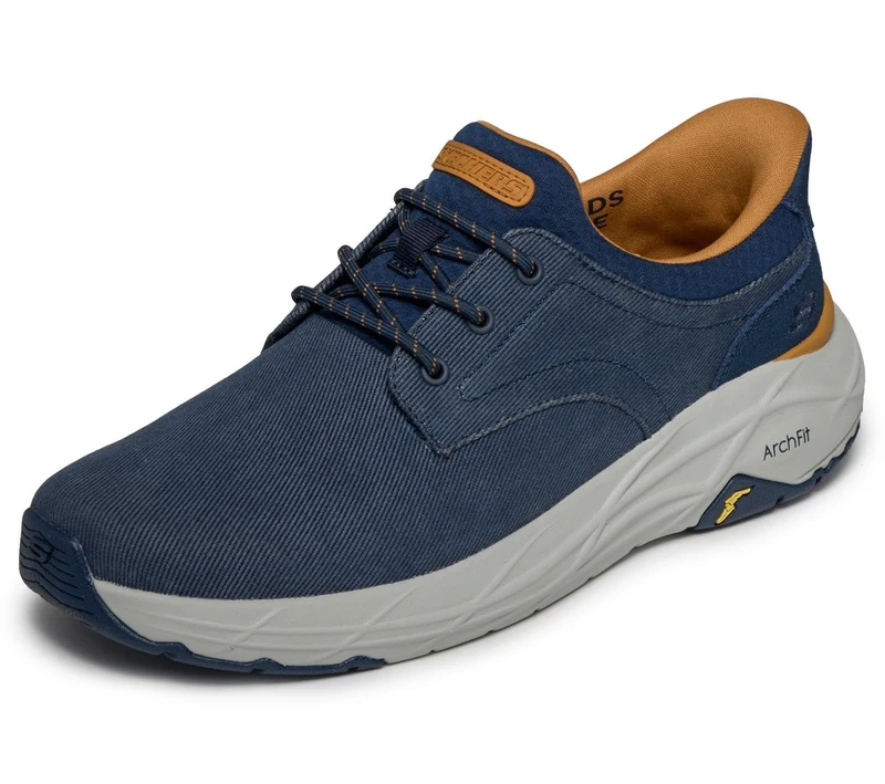 Skechers Men's Round Toe Canvas Bungee Lace Slip-in Sneakers
