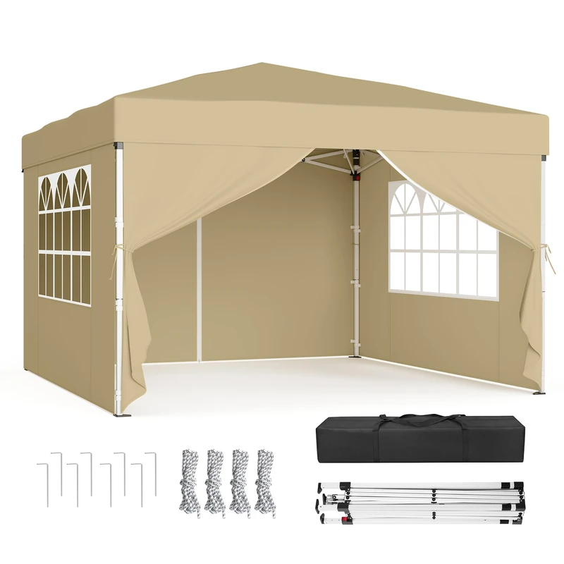 SONGMICS 3m x 3m Pop Up Gazebo with Sides, UPF 50+ Folding Canopy Tent