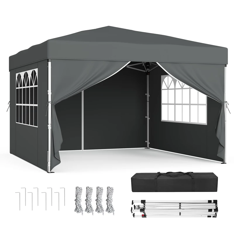 SONGMICS 3m x 3m Pop Up Gazebo with Sides, UPF 50+ Folding Canopy Tent