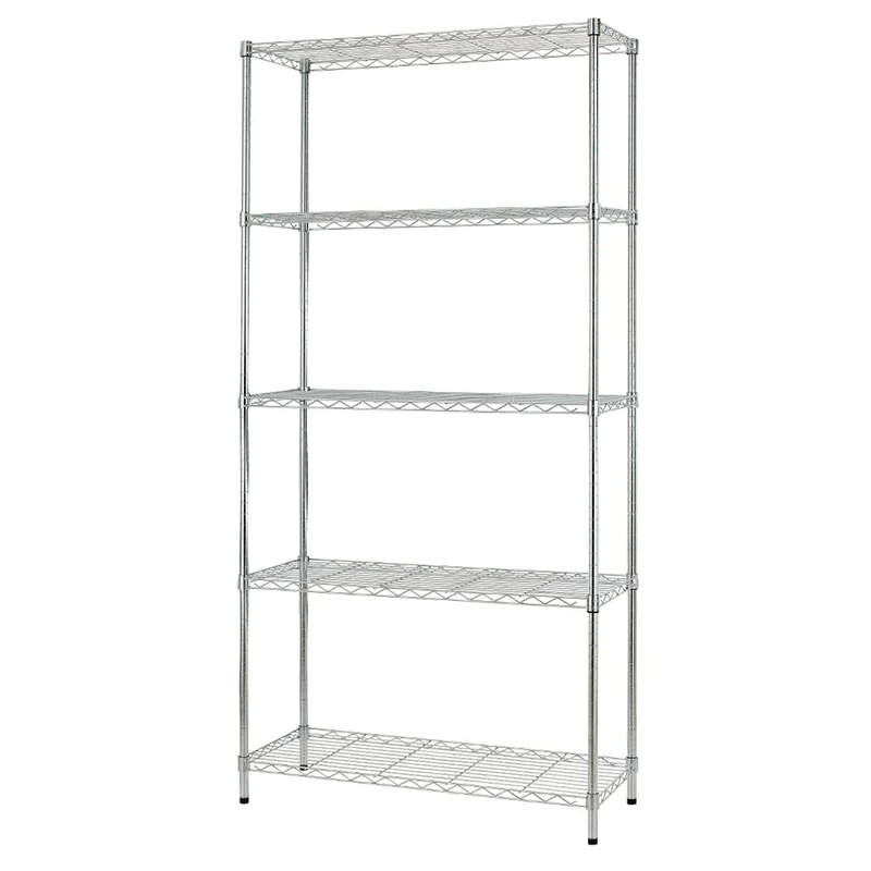 BestOffice 5 Tier Adjustable Wire Shelving Unit,Commercial Metal Shelf with Strong Steel for Restaurant Garage Pantry Kitchen Garage,Chrome