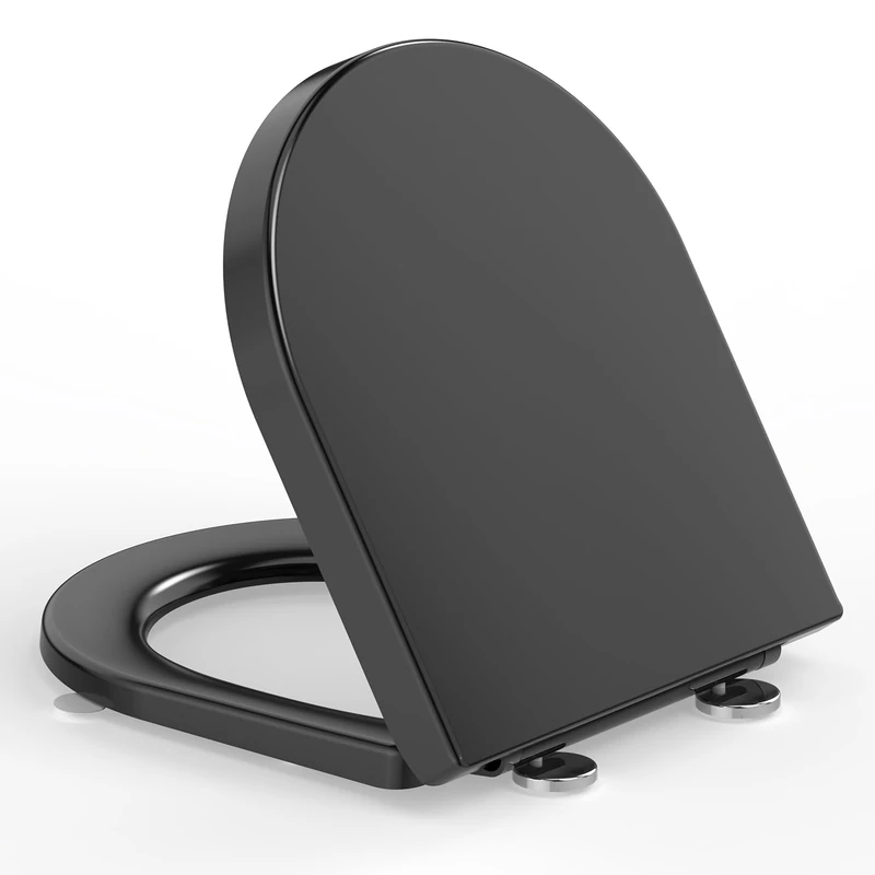 YEAUPE PRO Toilet Seat with Soft-Close Mechanism, D-Shape, Short Toilet Lid with Puller Lid, Toilet Seat with Quick Release Function for Easy Cleaning, 150 kg Load Capacity, 42.5 x 36.3 x 4.9 cm