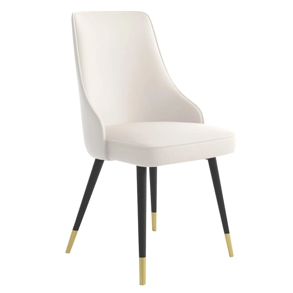 MBNKMEBU Modern Dining Chairs Upholstered Kitchen Chairswith High Back, Mid Century Faux Leather Leisure Accent Chair Living Room Side Chair with Metal Legs(Beige)