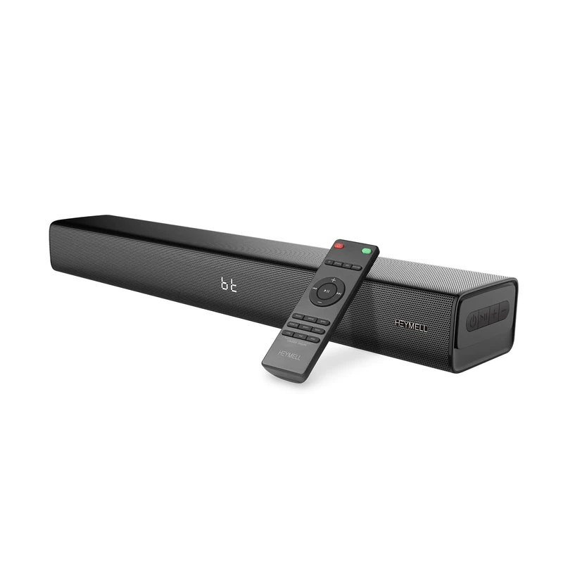 Heymell 2.1ch 120W Small Bluetooth Soundbar for TV, PC, 23-inch TV Sound Bar with Built-in Subwoofer. Dialogue Enhancer, Optical/Aux, Wall Mount. Voyage 202