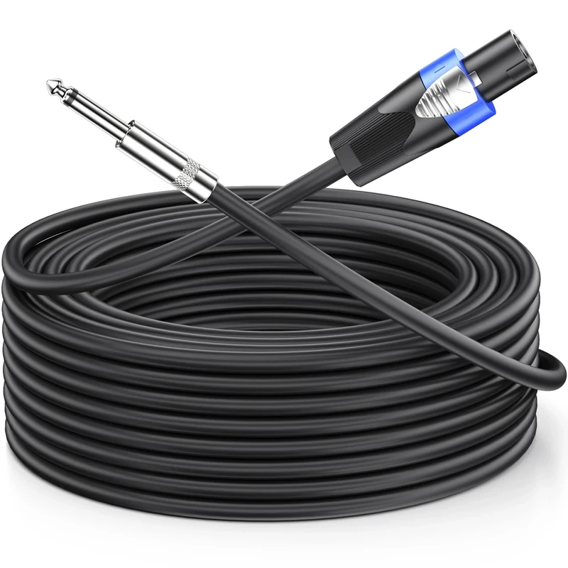 Jumwa 40M Speakon to 1/4" TS Speaker Cables for DJ/PA Heavy Duty Audio Amplifier 15AWG 2 Wires Speakon Cables with Twist Lock, M-M