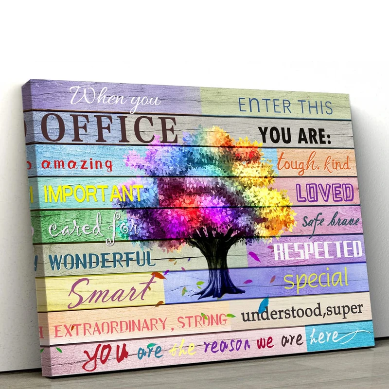WOWGOOMO Inspirational Wall Art Colorful Tree Canvas Prints 36x24 inches
