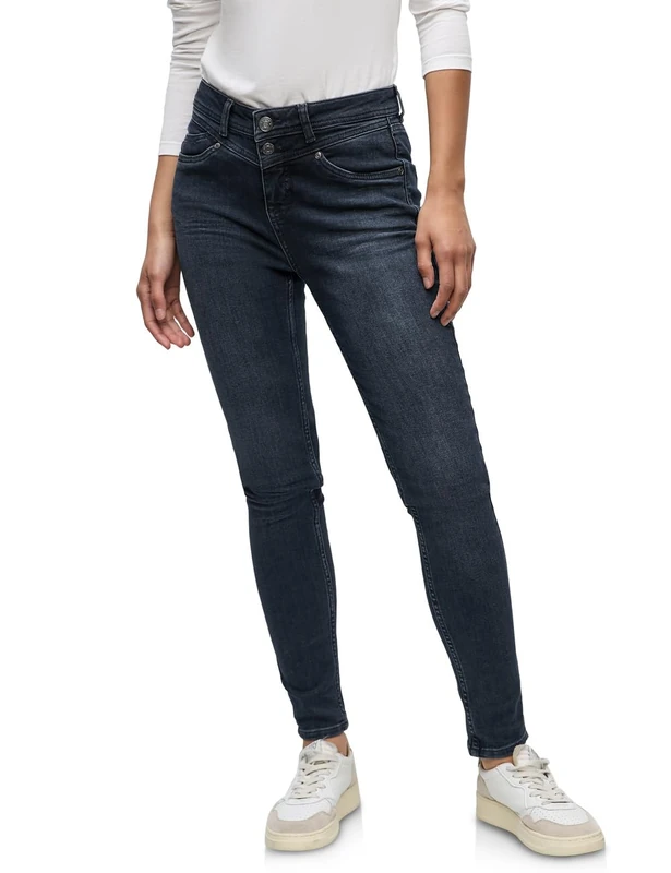 Street One Women's 3716412 Slim fit Jeans, Blue Black Washed, 33W x 32L