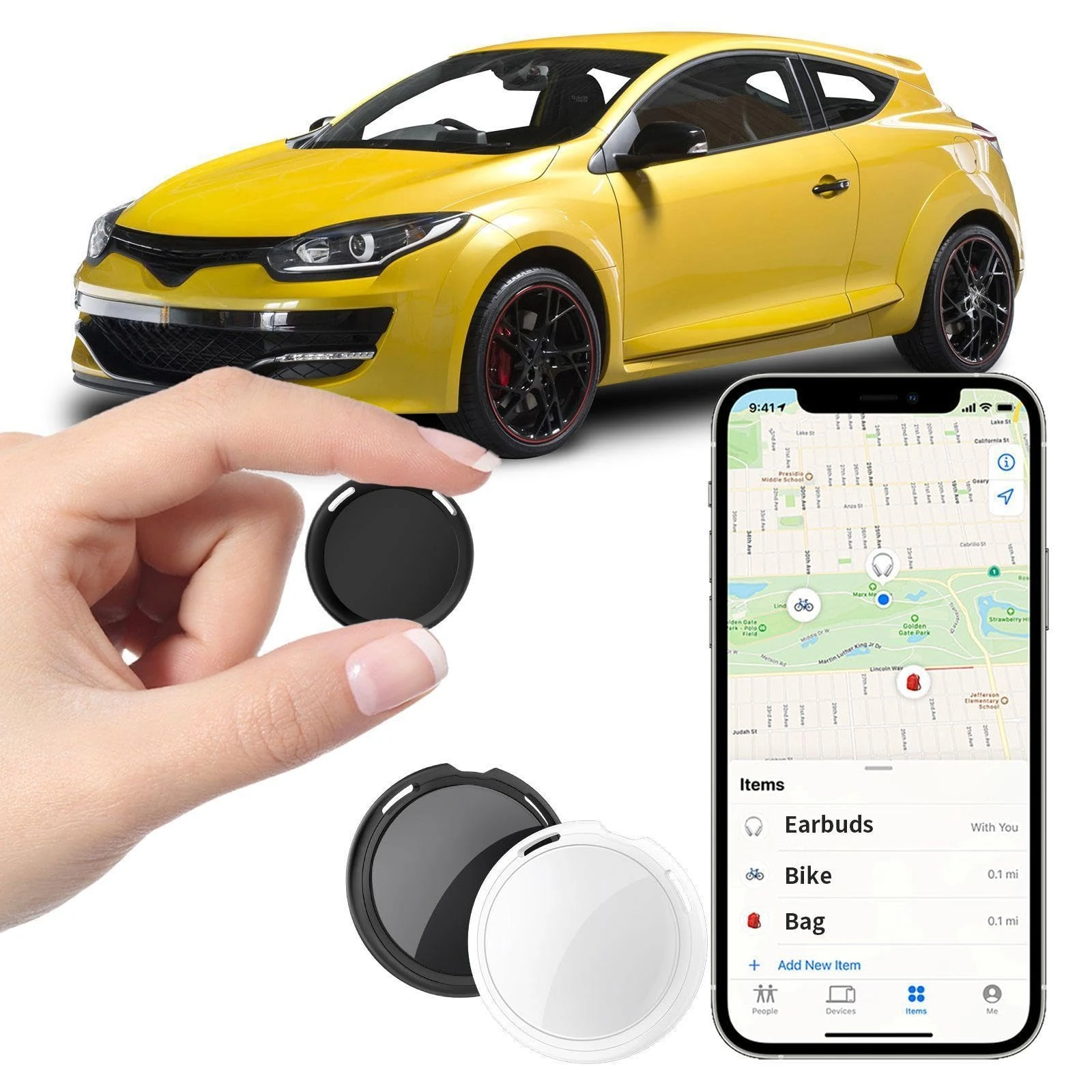 2 Pack GPS Tracker for Cars Work with Find My (iOS Only)Real Time Bluetooth Air Tracker Tag Mini Global Vehicles Tracking Devices Item Finder No Monthly Fee or Subscription Needed No SIM Card Required