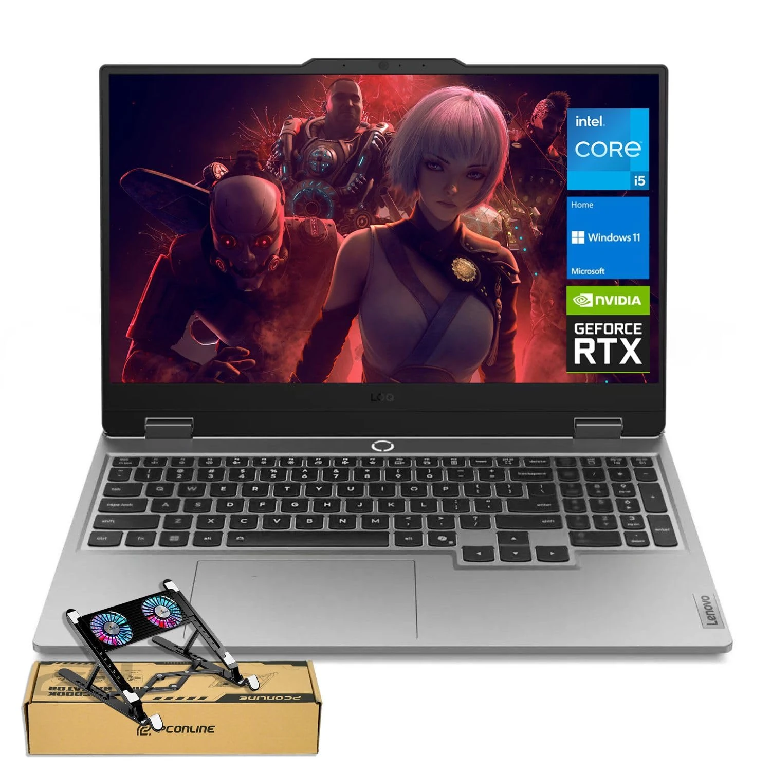 Lenovo LOQ 15IRX10 RTX 5050 Gaming Laptop, 15.6" FHD 144Hz, Intel Core i5-13450HX (Beats Intel i7), 32GB DDR5 RAM, 1TB SSD, Backlit KB, Bundle with PCO Laptop Cooler, Grey, Windows 11 Home