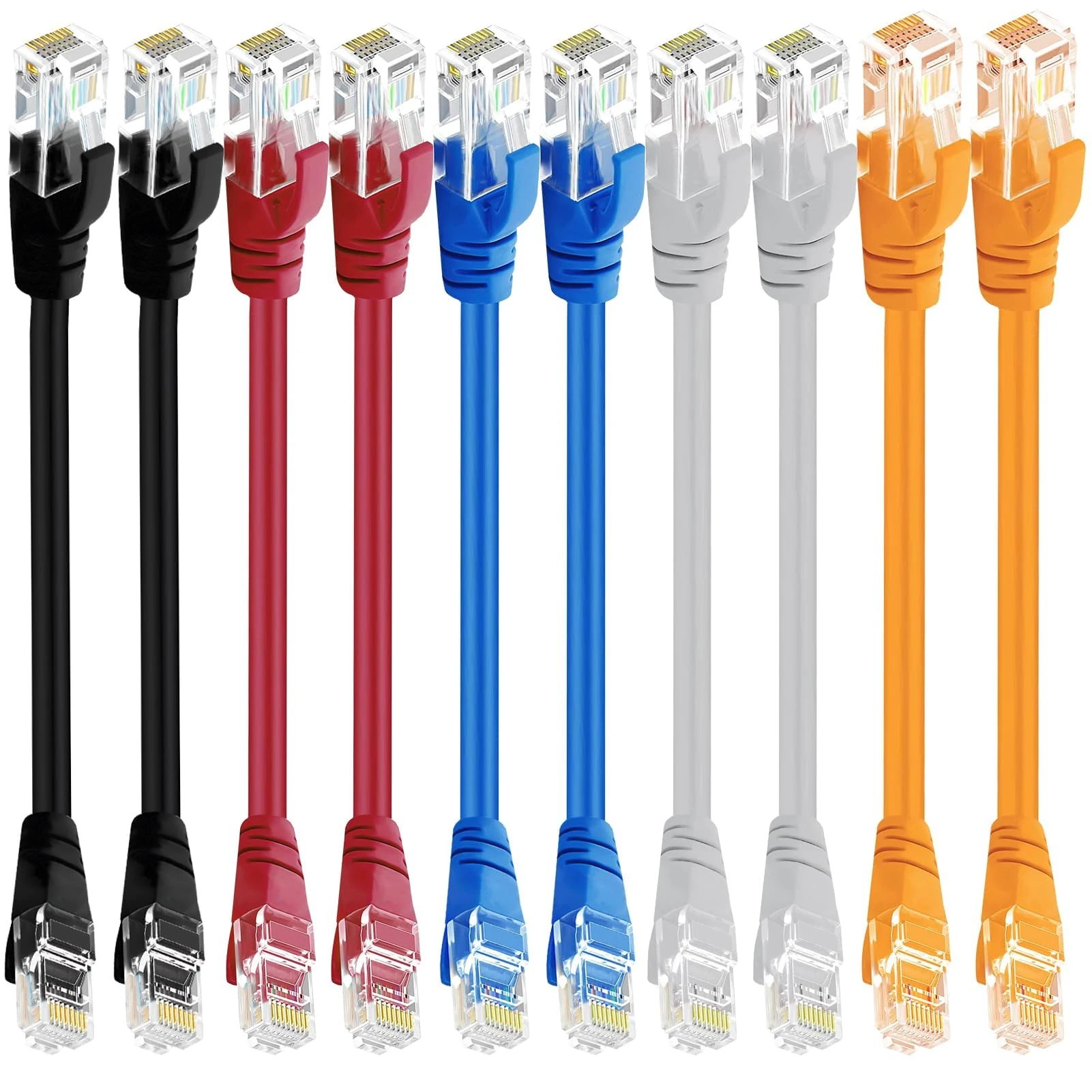 Lueden 10 Pcs Short Cat6 Ethernet Patch Cable 0.5ft/15cm 1000Mbps High Speed LAN Patch Leads Network Cables Set with RJ45 Cable Connectors for Modem Router Server Gaming Switch TV PC, Mixed Color
