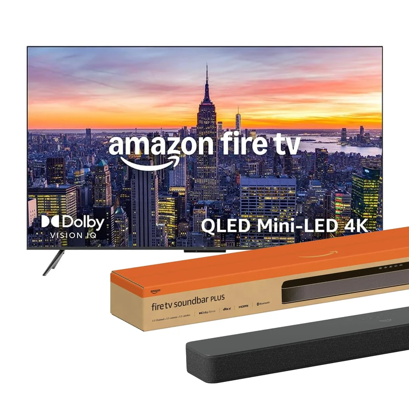 Amazon Fire TV 55" Omni Mini-LED series, QLED 4K UHD smart TV + Amazon Fire TV Soundbar Plus, 3.1 channel