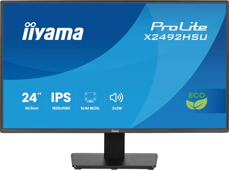 iiyama X2492HSU-B1 24 inch Eco IPS, 120Hz, 1ms, Eyesafe & EyeComfort Certified, Full HD, HDMI/DP/USB, TCO10, TUV-GS, Epeat Silver