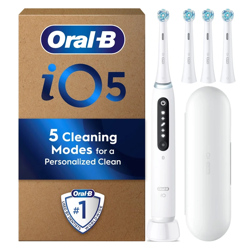 Oral-B iO5 White Electric Toothbrush + Oral-B iO White Ultimate Clean Toothbrush Heads x 4 Bundle