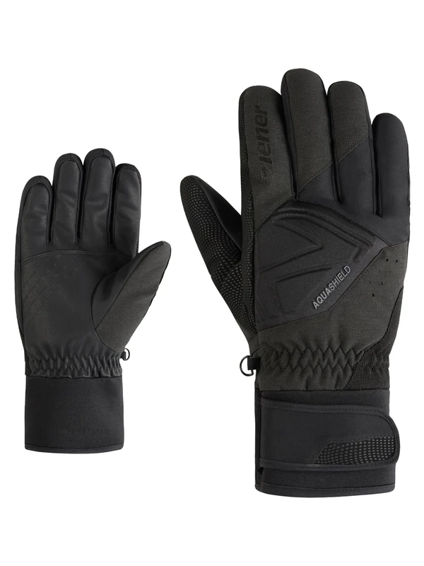 Ziener Men's GATIS-Z Ski Gloves, Winter Sports, Waterproof, PFC Free, Black Tec, 7.5