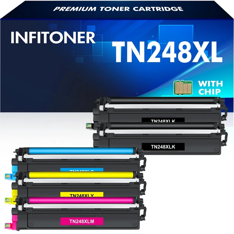 TN248XL TN248 MFC-L3740CDWE Toner: 5 Pack Compatible for Brother MFC-L3740CDW TN-248XL TN -248 HL-L3220CWE DCP-L3560CDW MFC-L3760CDW DCP-L3520CDW HL-L3240CDW MFC-L8390CDW TN 248XL TN-248VAL 248CMYK