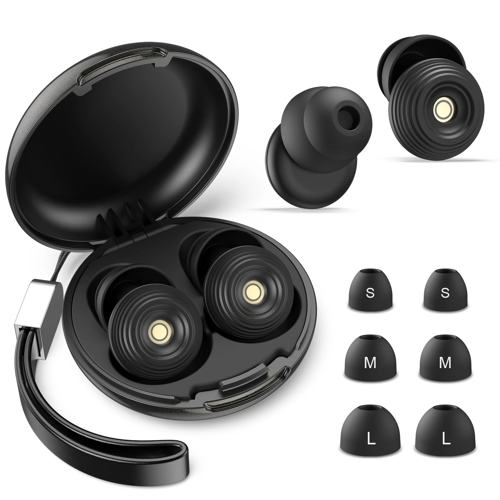 Ear Plugs Soft Silicone Reusable, Sleep Noise Cancelling Earplugs for Sleep, Travel, Noise Sensitivity, Flying, Studying, Work, Flexible Hearing Protection,48dB (SNR) Noise Reduction-(4 Pairs) Black