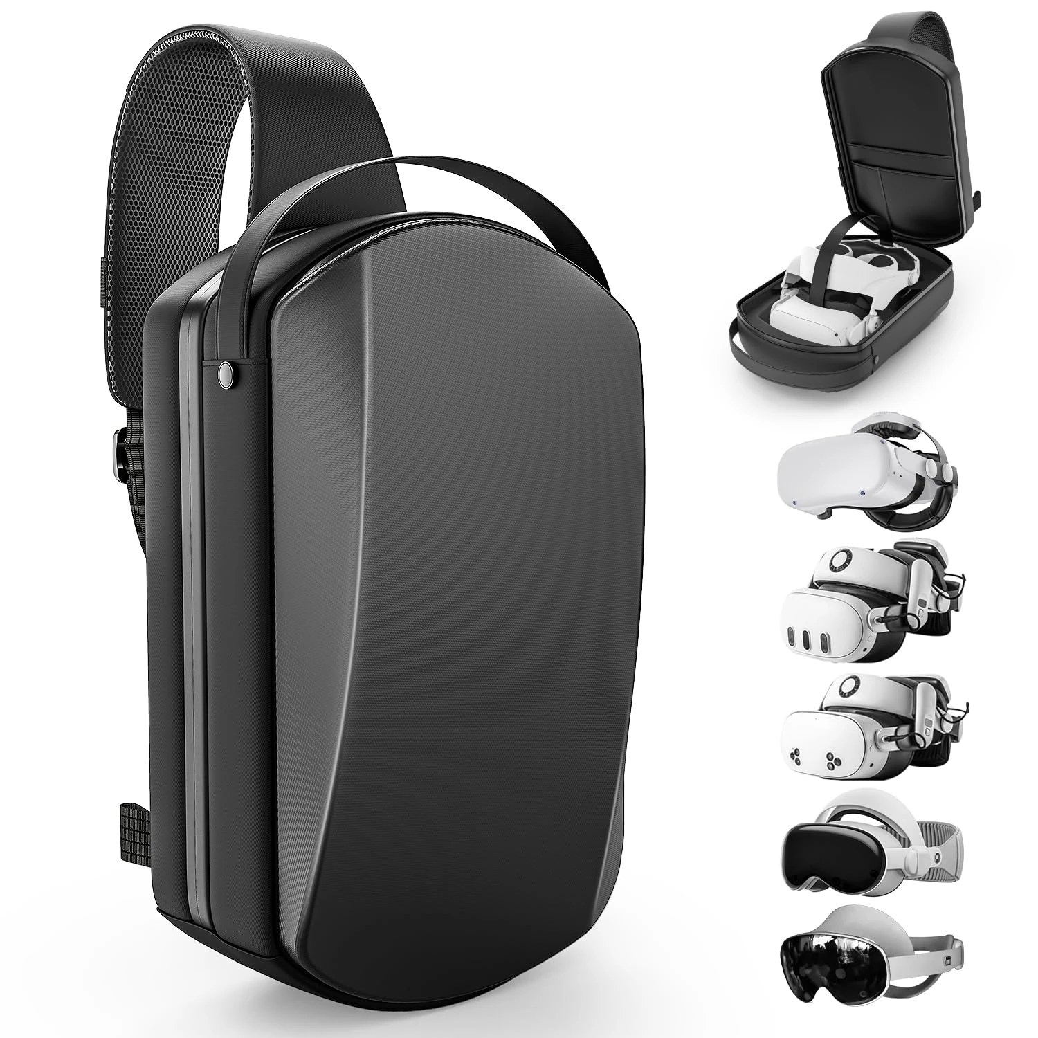 Large Carrying Case Compatible with Meta Quest 3/3S/2/VISION PRO 2/Pico 4/GALAXY XR, Hard Travel Case Compatible with Battery Head Strap, Controllers, Waterproof and Shockproof Portable Bag (Black)