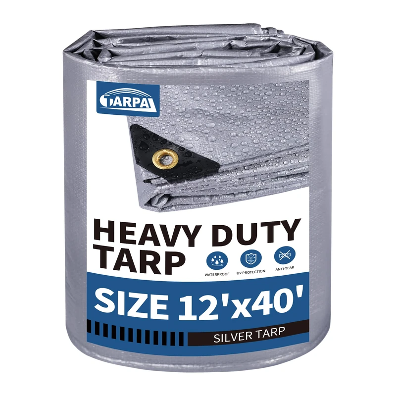 TARPAL 12x40 tarp,Heavy Duty Tarp 14mil Silver Reflective Tarps