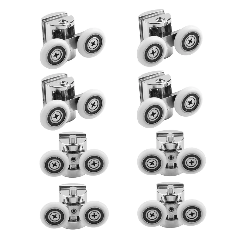 Holdfiturn 12Pcs 26mm Shower Door Wheel Rollers Zinc Alloy Shower Door Rollers Runners Fixing Pulleys Replacement Shower Door Fixing Wheels(2 Top +2Buttom) (12PCS) - Image 1
