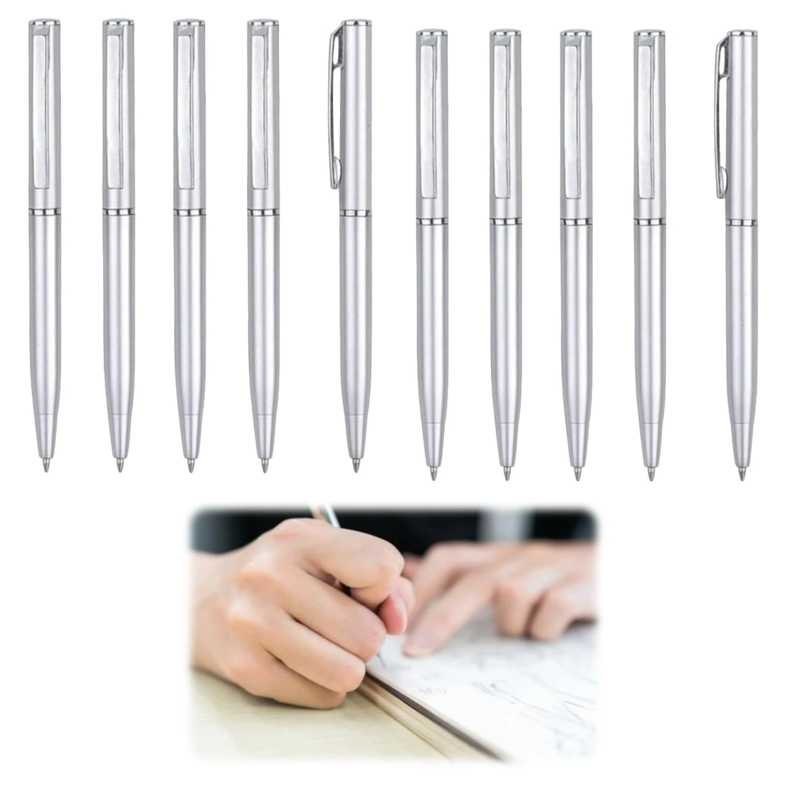 10 PCS Ballpoint Pens,Retractable Ballpoint Pen,Small Pocket Ballpoint Pen,Small Pens Mini Pens, Portable Oil Pen,Black Ballpoint Pen,Stainless Steel Point Pen for Office,Smooth Writing Black Ink