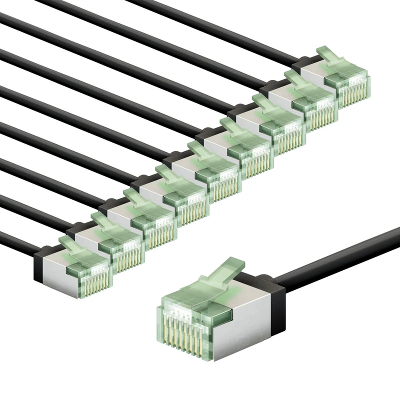 goobay CAT 8.1 network cable in a set of 10/shielded patch cable, super-flexible, U/FTP/CU Ethernet cable, PiMF, LSZH/Cat 8.1 cable with 10Gbits / black / 10x5m, 79507