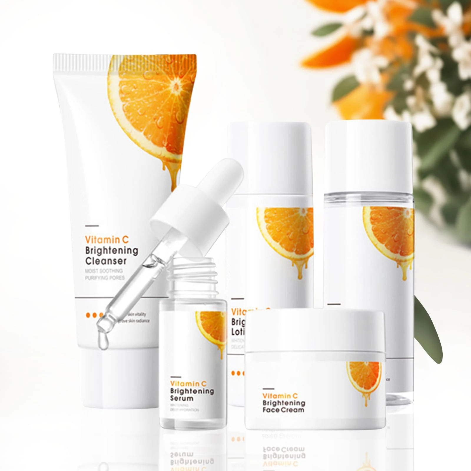 5PCS VC Travel Skincare Set for Women & Teenage Girls - Hydrating Soothing Facial Kit with Repairing Gel | Glowing Skin Care Gifts, Face Care Essentials for Dry Skin