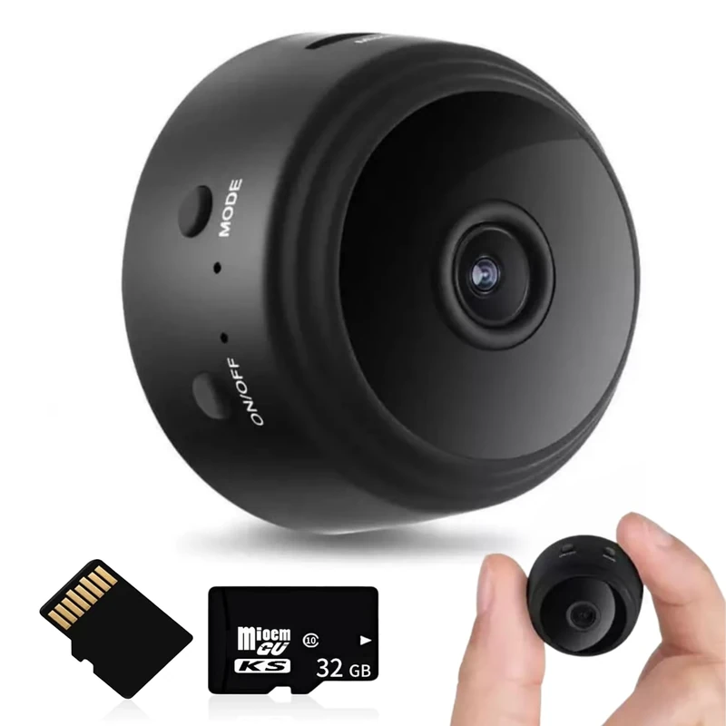 KERCAN Magnetic Mini Security Camera - HD 1080P WiFi Hidden Cameras for Indoor Outdoor Security - Live Feed with Audio, Night Vision, Motion Detection and Mobile App Control (32G Set)