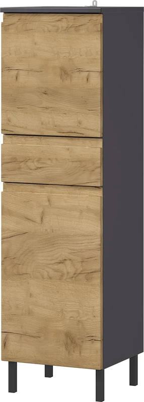 Germania 8242-564 GW-Salinas Cupboard in Graphite/Oak Handle-Free Design 34 x 120 x 34 cm (W x H x D)