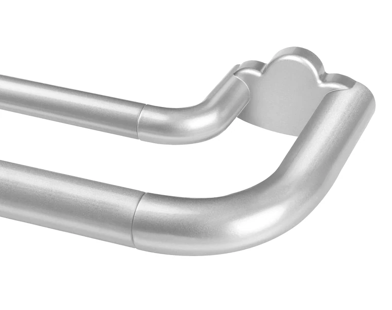 Double Curtain Rods 32 to 115 Inches, HOTOZON Blackout Double Curtain Rods for Windows 83 to 111 Inches (6.9-9.25 ft), 6/8 Inches Wrap Around Room Darkening Telescoping Drapery Rod, Silver