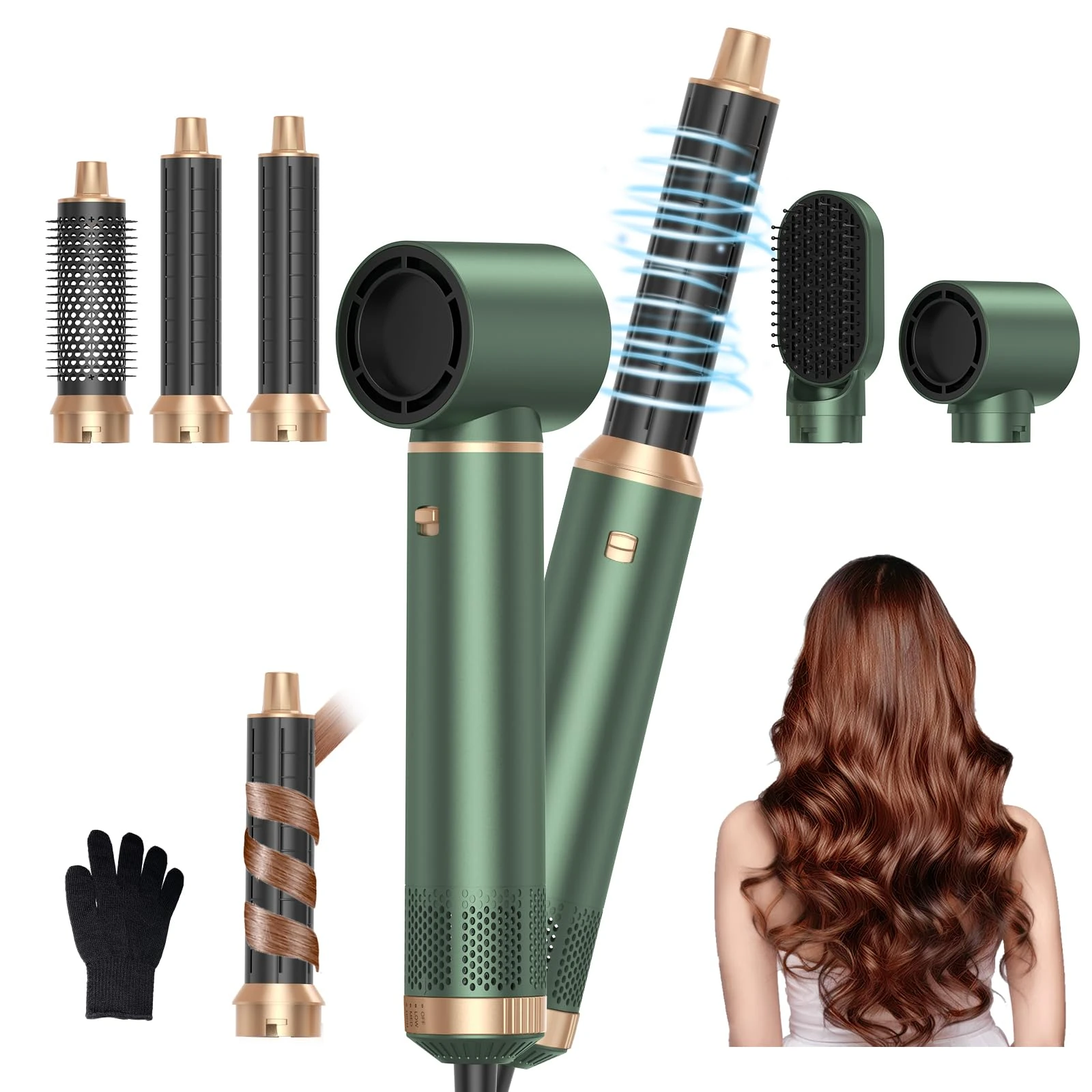 Airbrush 5 in 1, 5 in 1 Hair Styler, Airstyler Multi-Blow Dryer Brush Set with Curl, Straighten, Wavy, Smooth, Magic Styler for All Hair Types and Lengths