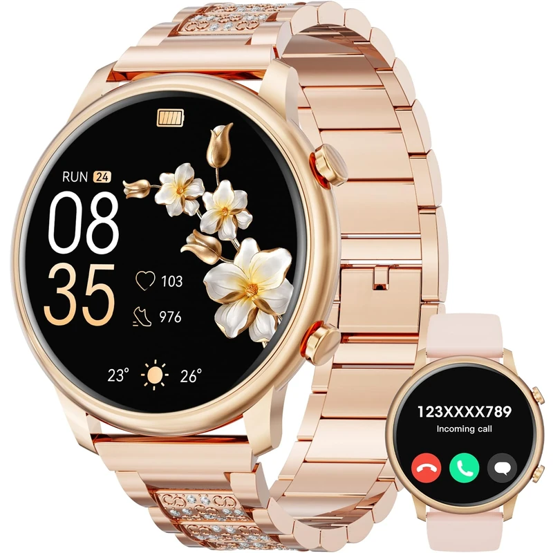 Hwagol Smart Watch for Women Answer/Make Calls, 1.39" HD Smart watch, Fitness Watch with Heart Rate/SpO2/Sleep Monitor/Step Counter, 110+ Sports Activity Fitness Tracker, Smartwatch for iOS Android