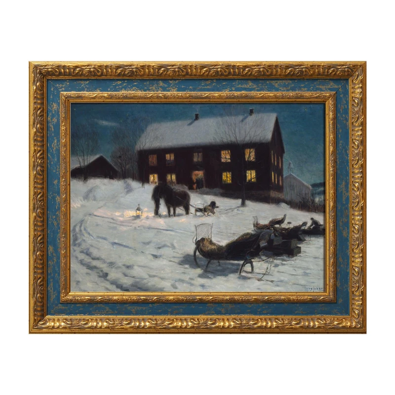 FOLKOR Canvas Frame for 24x30 Rustic Wall Art Prints, 2.6" DIY Plein Air Frames for French Countryside Still Life Paintings Home Office Hallway Guest Room Decor, No Glass & Backing (Blue Gold)
