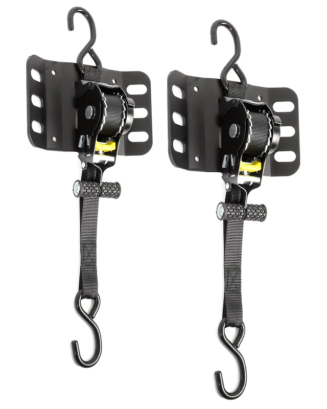 2PCS Retractable Ratchet Straps Compatible with 2015–2025 Ford F150 Accessories, Heavy Duty Auto Retract Tie Down Straps Replacement with Locking System, Retractable Truck Bed Ratchet Straps