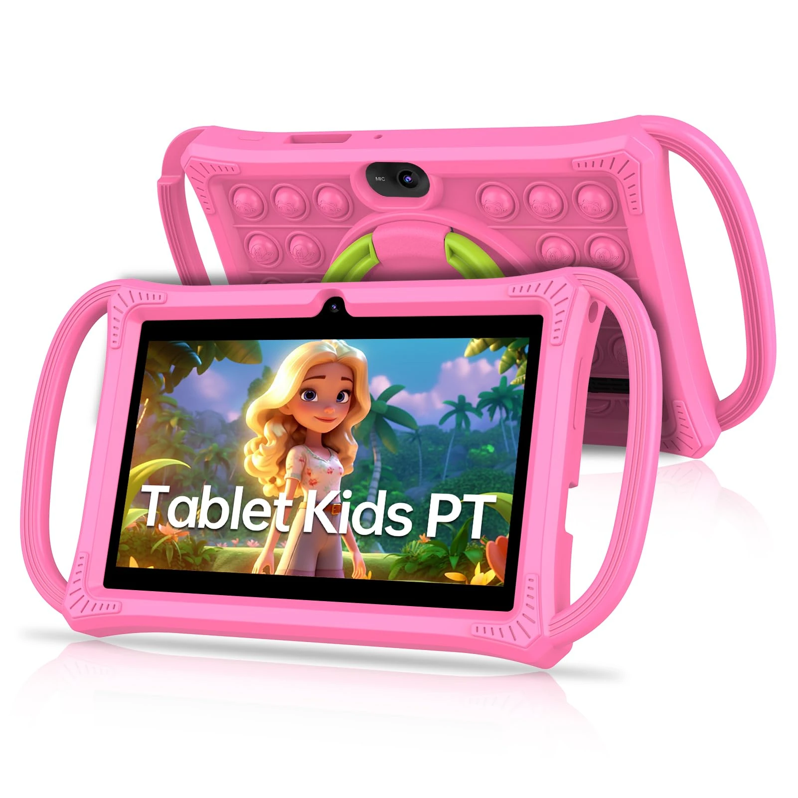 PRITOM Kids Tablets 7 inch, 32 GB,Perfect Size for Toddler Tablet with Un-Zipped Case, WiFi, Dual Camera, Education, Games, Children Tablet with Kids Software Pre-Installed, Parental Control (Pink)