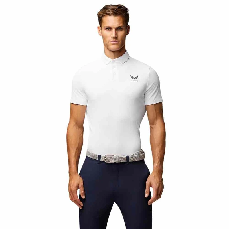 Castore Golf Men's Essential SS Polo, White, L